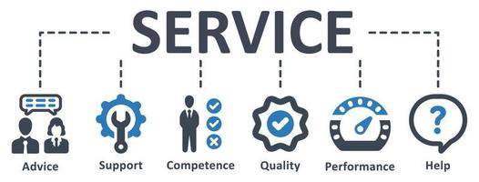 ícone de serviço - ilustração vetorial. serviço, conselho, experiência, suporte, competência, desempenho, satisfação, ajuda, call center, infográfico, modelo, conceito, bandeira, conjunto de ícones, ícones. vetor