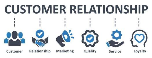 ícone de relacionamento com o cliente - ilustração vetorial. cliente, relacionamento, marketing, qualidade, serviço, lealdade, lucro, propaganda, infográfico, modelo, conceito, banner, conjunto de ícones, ícones. vetor