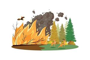 conceito de ilustração de incêndios florestais em fundo branco vetor