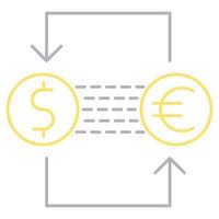 ícone de câmbio de moeda, adequado para uma ampla gama de projetos criativos digitais. vetor
