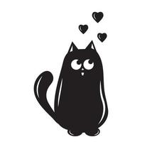 gato bonito apaixonado, ilustração vetorial de contorno preto no estilo doodle vetor