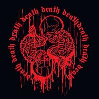 esqueleto de embrião natimorto e pentagrama, camisetas de design vintage grunge vetor