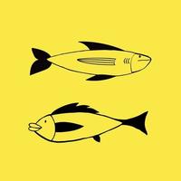 peixes peculiares esquisitos. cartão em estilo doodle moderno. ilustração vetorial vetor