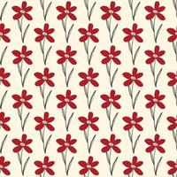 padrão perfeito de lindas flores vermelhas bizarras em estilo doodle vetor
