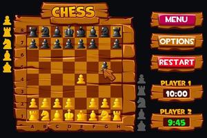 interface do usuário do jogo de xadrez, interface e conjunto de botões vetor