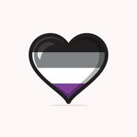 bandeira assexual em ilustração vetorial de forma de coração vetor
