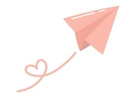 Doodle clipart carta de amor na forma de um avião vetor