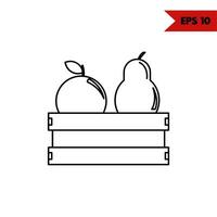 ilustração do ícone da linha da cesta de frutas vetor