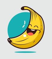 engraçado feliz fofo feliz sorrindo banana. ícone de ilustração vetorial plana de personagem kawaii. isolado no fundo branco. conceito de mascote de banana de fruta vetor