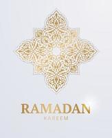 cartão branco e dourado Ramadan Kareem. vetor