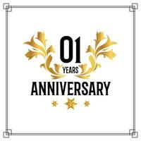 01º logotipo de aniversário, luxuosa celebração de design vetorial de cor dourada e preta. vetor