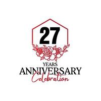 logotipo de aniversário de 27 anos, celebração de design vetorial de aniversário luxuoso vetor