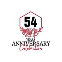 logotipo de aniversário de 54 anos, celebração de design vetorial de aniversário luxuoso vetor