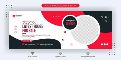 design de modelo de banner de capa de mídia social imobiliária vetor