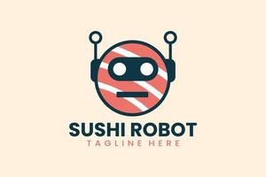 modelo moderno plano senhor sushi robô logotipo vetor