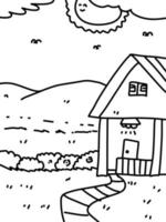 ilustração vetorial de desenho animado em casa para colorir vetor