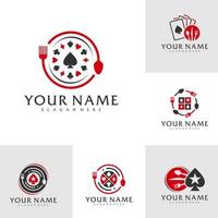 conjunto de modelo de vetor de logotipo de pôquer de comida, conceitos de design de logotipo de pôquer criativo