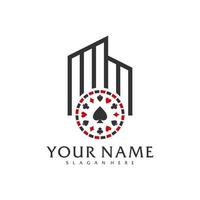 modelo de vetor de logotipo de pôquer da cidade, conceitos de design de logotipo de pôquer criativo