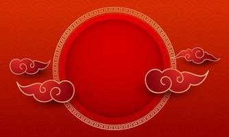 ilustrações de modelo de plano de fundo do ano novo chinês com padrão vermelho e círculo ornamento chinês com ornamento de nuvens vetor