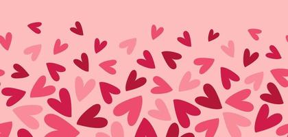 padrão sem emenda abstrato com corações rosa e vermelhos em fundo rosa. estilo doodle desenhado à mão. ótimo para dia dos namorados, casamento, dia das mães. vetor