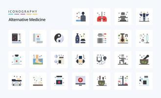 25 pacotes de ícones de cores planas de medicina alternativa vetor