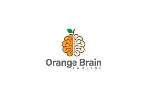 cérebro laranja ou vetor de design de logotipo laranja de frutas frescas