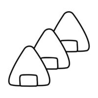 sushi japonês onigiri em estilo doodle. comida asiática para menu de restaurantes vetor