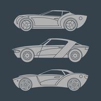 um conjunto de super carros. silhuetas leves. ilustração vetorial de vista lateral vetor