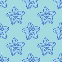 padrão de desenho animado de estrela do mar em estilo linear para impressão e decoração. ilustração vetorial. vetor