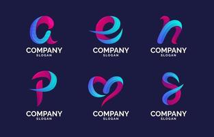 conjunto de logotipo de alfabeto gradiente 3d colorido vetor