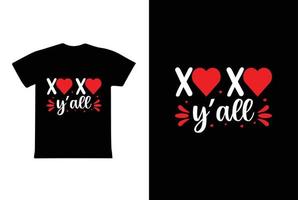 design de camiseta xo xo yawl, modelo de design de camiseta do dia dos namorados vetor