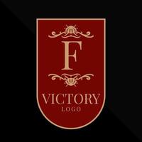 elemento de design de vetor de logotipo de vitória gloriosa letra f