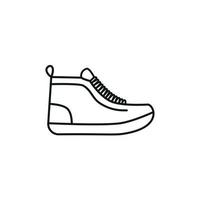 ilustração em vetor contorno preto e branco de sapatos. tênis, unissex, tênis contorno. linha vetorial.