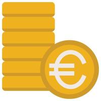 moedas de euro - ícones de cores planas. vetor