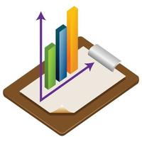 gráfico de barras - ilustração 3d isométrica. vetor