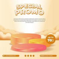 oferta especial de venda promocional banner promoção de panfleto de mídia social com produto de exibição de palco de pódio de cilindro para etiqueta de mídia social vetor