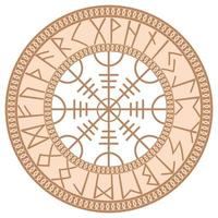 o elmo com runas do terror, um antigo símbolo eslavo embelezado com desenhos escandinavos. design de moda bege vetor