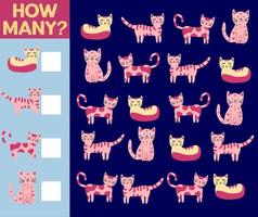 quantos gato, jogo para crianças. planilha para impressão vetor