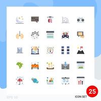 conjunto de cores planas de interface móvel de 25 pictogramas de setas de gráficos de garrafas de mercado de bicicletas editáveis elementos de design vetorial vetor