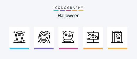 pacote de ícones da linha 5 do dia das bruxas, incluindo fantasma. morto. velho. rasgar. cemitério. design de ícones criativos vetor