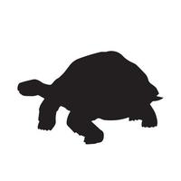 ilustração da silhueta do ícone do vetor preto tartaruga gigante isolada no fundo branco liso. desenho de animais selvagens com estilo simples de arte plana.