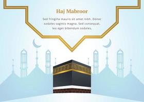 banner mínimo de kabba com ilustração de mesquita e borda dourada vetor