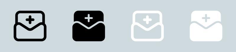ícone de convite definido em preto e branco. solicitação de ilustração vetorial de sinais. vetor
