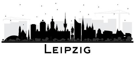 Silhueta do horizonte da cidade de Leipzig Alemanha com edifícios pretos isolados no branco. vetor