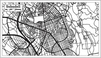 mapa da cidade de sabadell espanha em estilo retrô. mapa de contorno. vetor