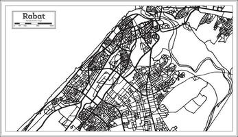 mapa de rabat marrocos na cor preto e branco. vetor