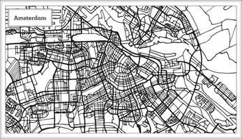 Amsterdã Holanda mapa na cor preto e branco. vetor