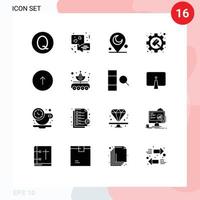 grupo de 16 sinais e símbolos de glifos sólidos para comunicação na web configurações religiosas do navegador elementos de design vetorial editáveis vetor