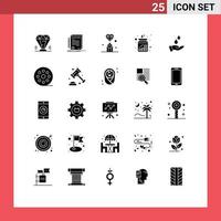 grupo de 25 sinais e símbolos de glifos sólidos para elementos de design de vetores editáveis de joias de grau em dinheiro