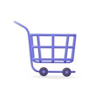 desenho vetorial 3D render ilustração de design de ícone de carrinho de compras on-line vetor